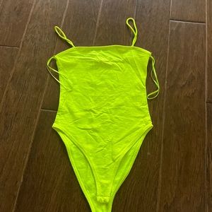 Neon green straps bodysuit